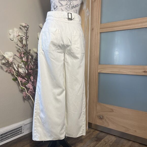 JOIE Linen Blend Wide Leg Culotte Pants Beige Sz 12 Summer Cool - Picture 5 of 8